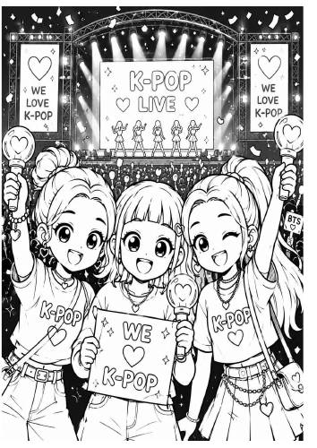 Capa de Livrinho de Colorir — Guerreiras K-pop