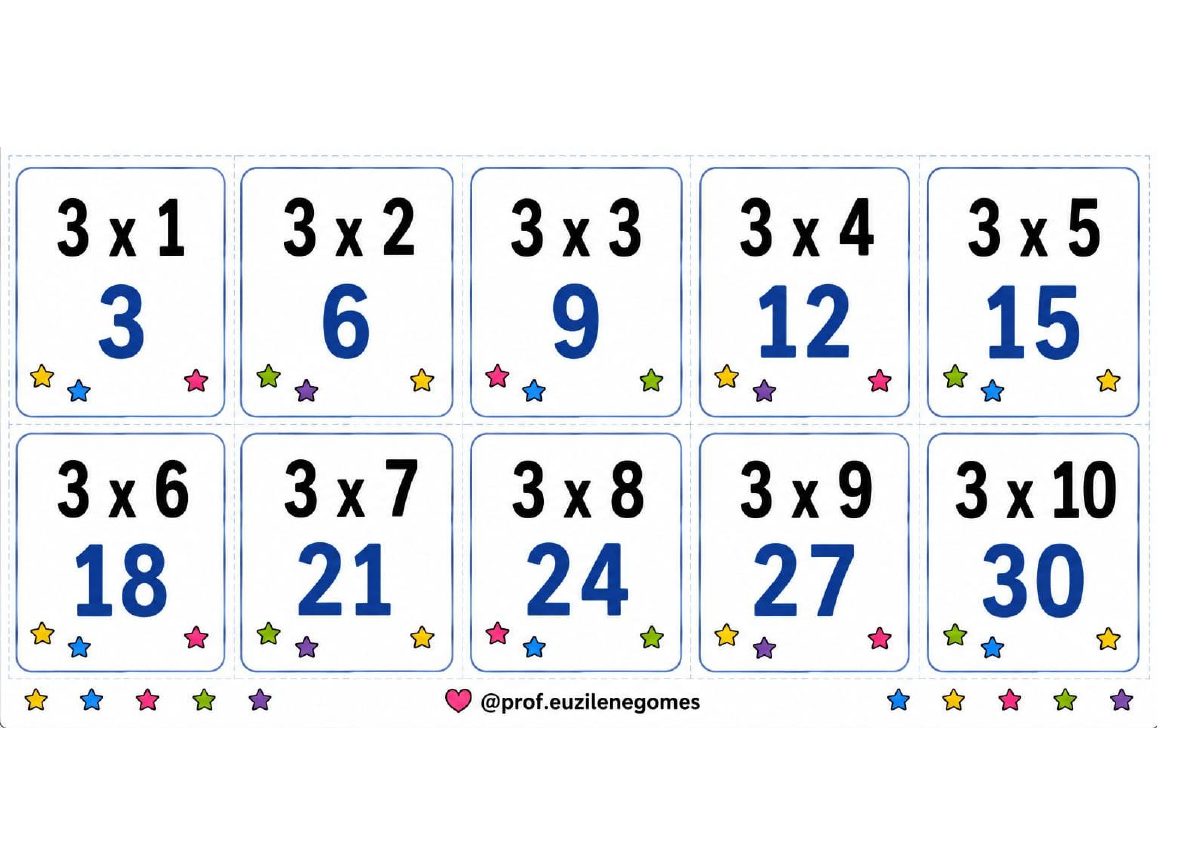 Amostra de Bingo da Multiplicação
