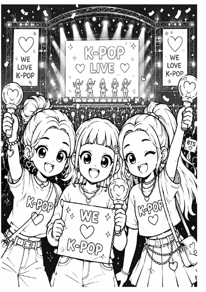 Amostra de Livrinho de Colorir — Guerreiras K-pop