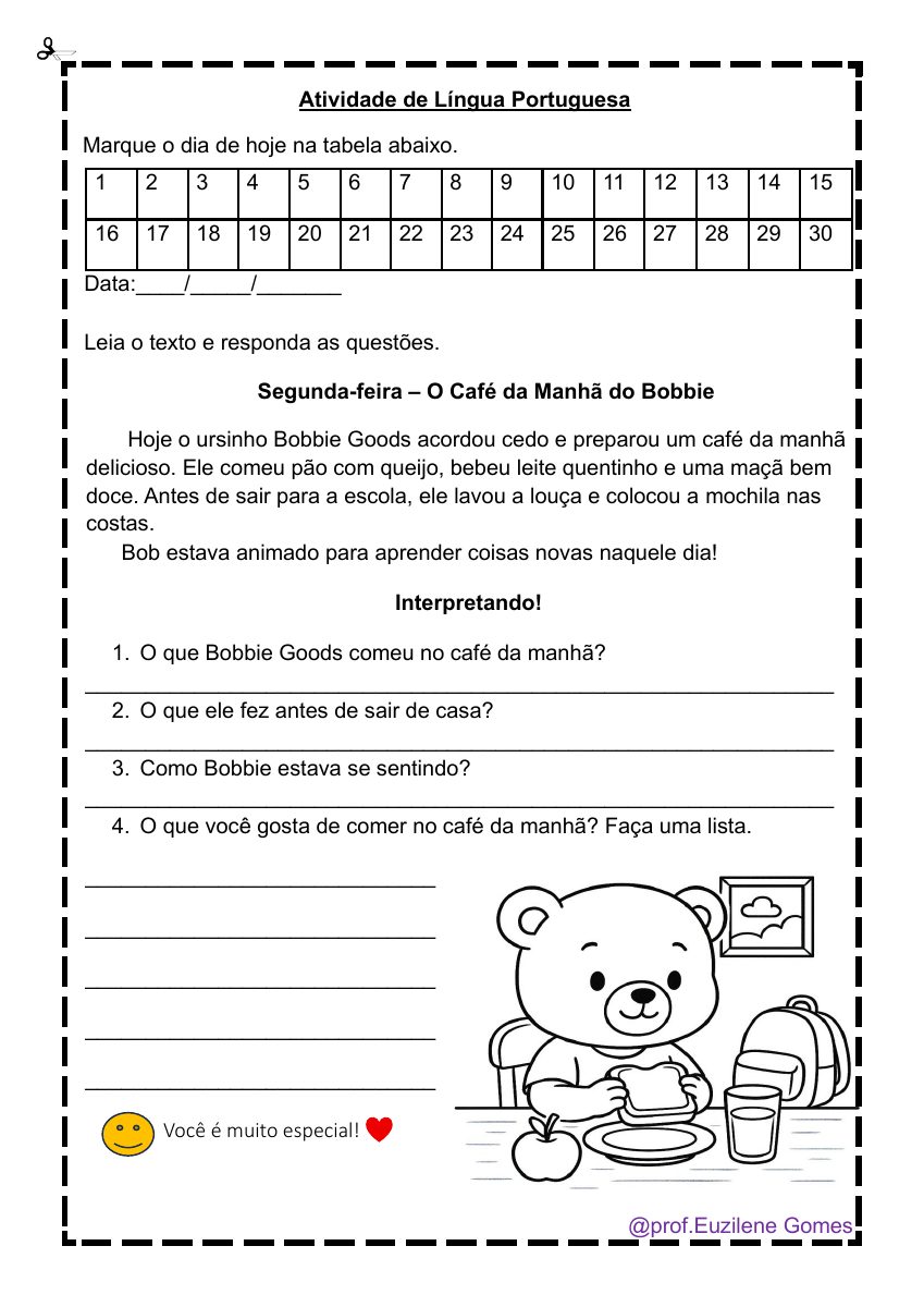 Amostra de Kit Semaninha — Leitura e Interpretação
