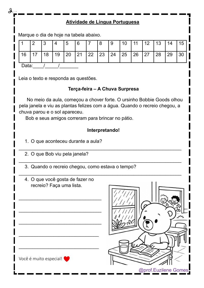 Amostra de Kit Semaninha — Leitura e Interpretação