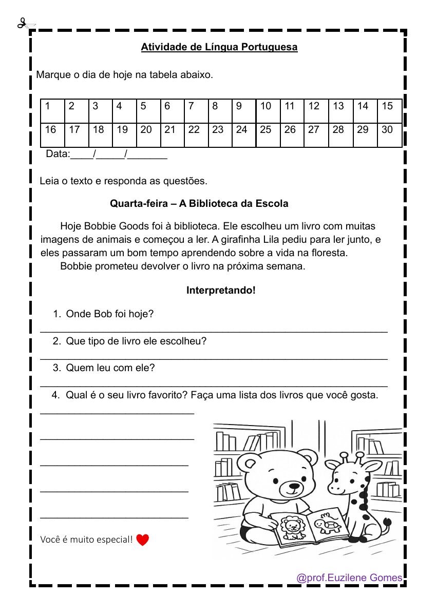 Amostra de Kit Semaninha — Leitura e Interpretação